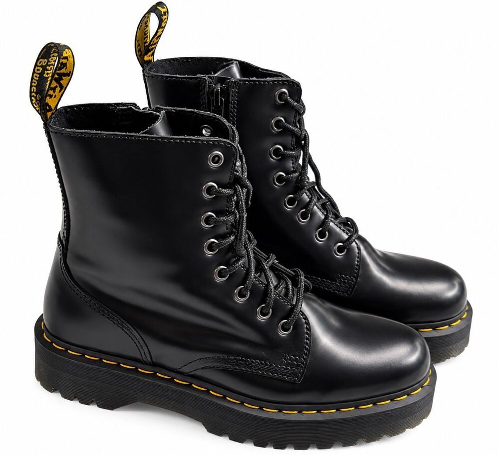 Dr. Martens Jadon Black Leather Platform Combat Boots Women’s Size 9